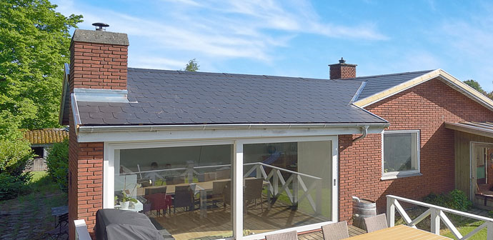 Skifer eternit på murstens villa i Bagsværd